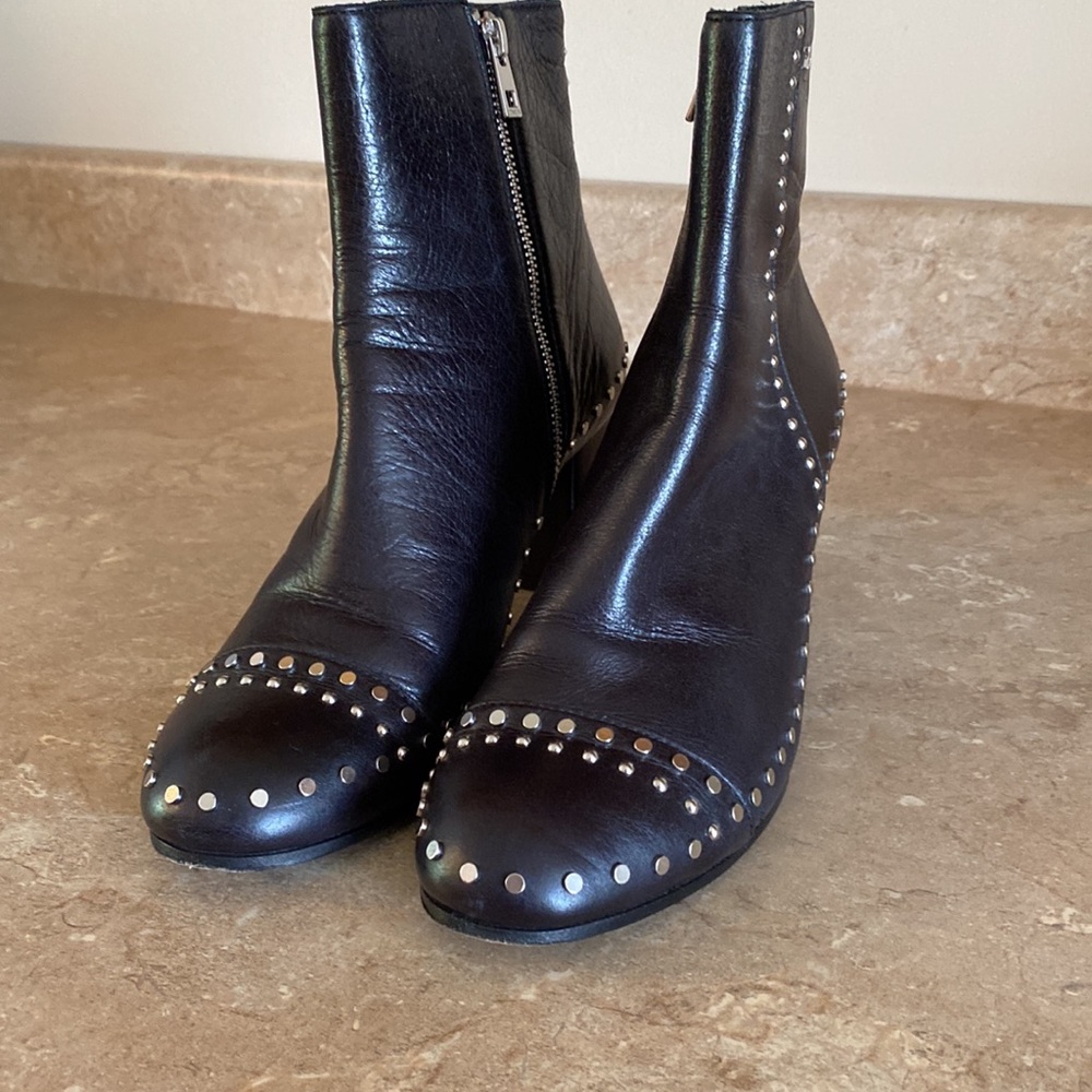 Zadig and Voltaire Black Studded Genuine Leather Boots
